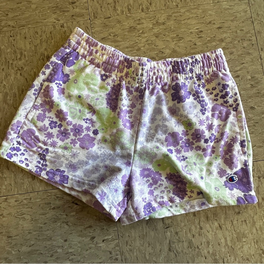 CHAMPION FLORAL LIME AND PURPLE FLORAL SHORTS